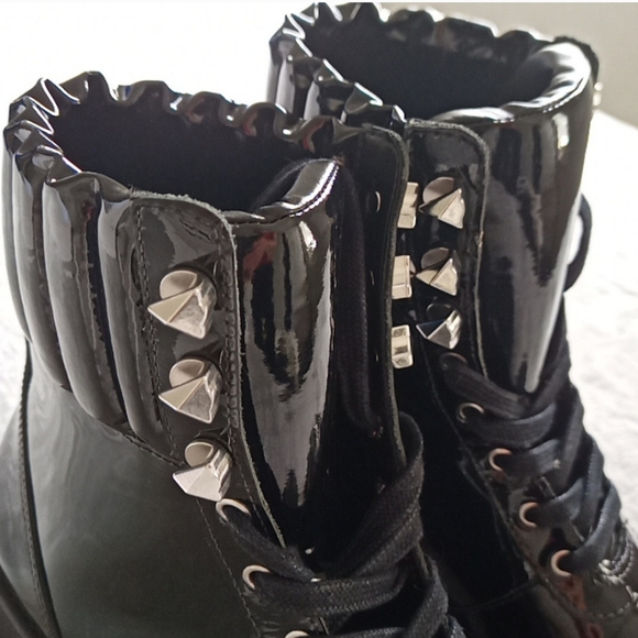 SCHUTZ Black Patent Combat Boots - Picture 5 of 10